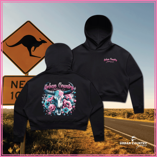 Ladies Floral Crop Hoodie