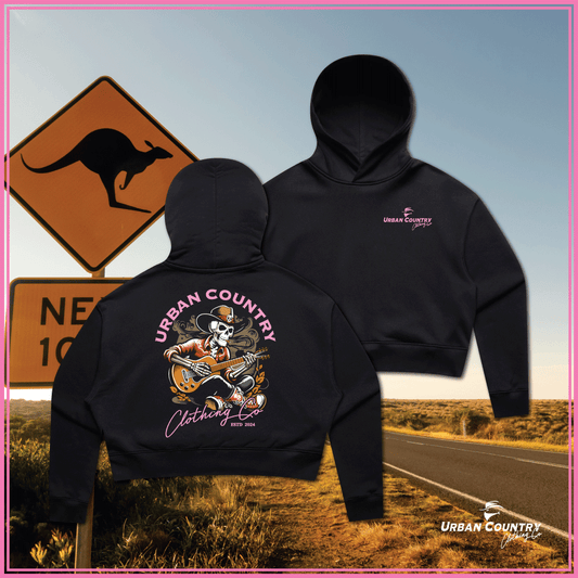 Ladies Guitar Crop Hoodie
