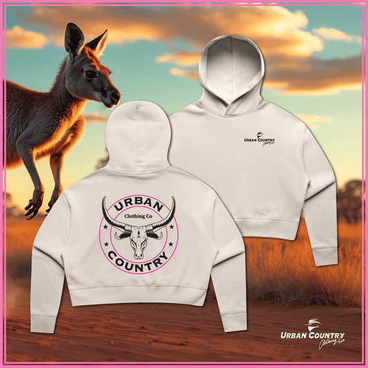 Ladies Longhorn Crop Hoodie