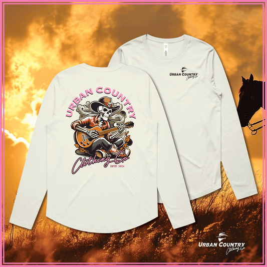 Ladies Guitar Curved Long Sleeve Tee