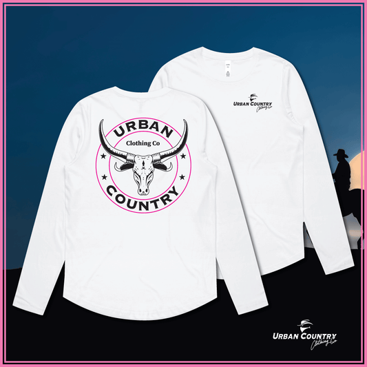Ladies Longhorn Curved Long Sleeve Tee