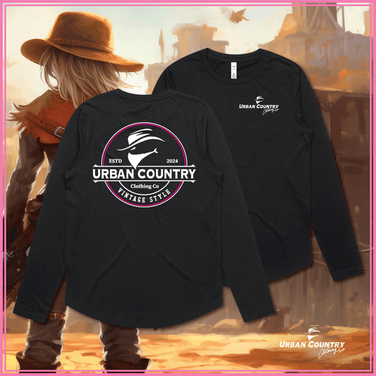 Ladies Vintage Curved Long Sleeve Tee
